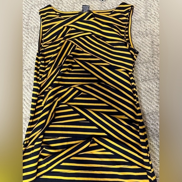 Verve draped sleeveless top mustard and black stripe size M - Picture 3 of 4
